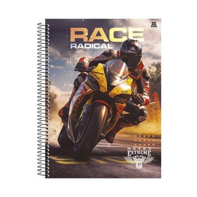 Caderno Universitario Moto Radical 10 Materias 160 Folhas Preto