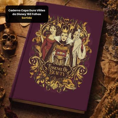 Capa Dura Vilões da Disney 160 Folhas 0.602kg Papel 01 Caderno Argolado Rebecca Bonbon