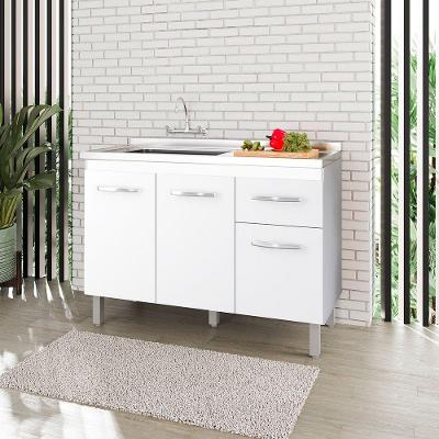 Balcão para Cozinha Anita 2 Portas MDP 118CM Branco Moblis Móveis