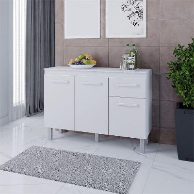 Balcão para Cozinha Vitória 3 Portas 1 Gaveta MDP 118CM Branco