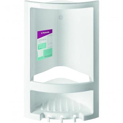 Porta Shampoo para Banheiro de Canto Desenho Arredondado Branco Atlas