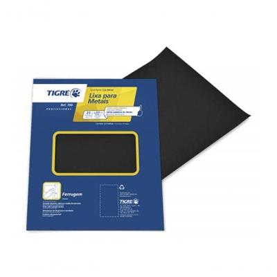 Lixa de Ferro 225 X 275MMG 120 para Metais Limpeza Remoção de Oxidação Preto Tigre