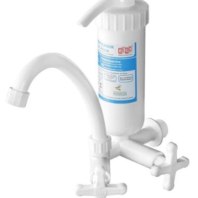 Filtro de Água com Torneira Bica Móvel Branco Prático Polipropileno Leve Herc