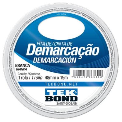 Fita de Demarcacao Branca 48mm X 15m Sinalizacao de Riscos Grande Resistencia Tekbond