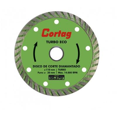 Disco Diamantado Turbo 110mm Gran Eco Corte Seco Rotacao 14000 RPM Bucha 16mm Furo 20mm Cortag