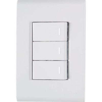 Conjunto 4x2 com 3 Interruptores Simples 10A 250V Branco Tramontina