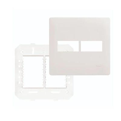 Placa 2 Módulos Horizontal com Suporte 4x4 Habitat Acabamento Branco Fame Brasil