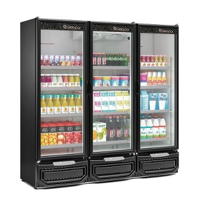 Expositor Refrigerador Vertical Gelopar GCVR1450PR 1450L 3 Portas Preto 220V