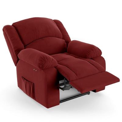 Poltrona Do Papai Reclinável Pietra Power Touch Massagem Fh9 Veludo Vermelho - Mpozenato