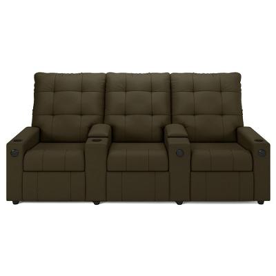 Poltrona De Cinema Reclinável 3 Lugares Baú Usb Mallie Fh9 Veludo Capuccino - Mpozenato