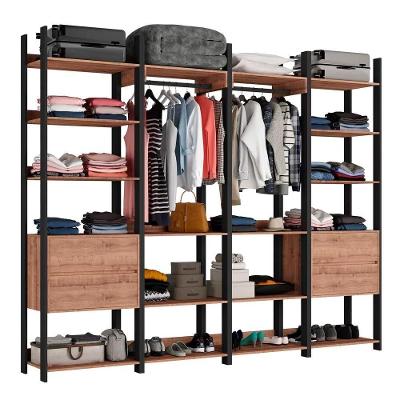 Closet 4 Gavetas 2 Cabideiros Estilo Industrial Chess F04 Preto-solanum - Mpozenato