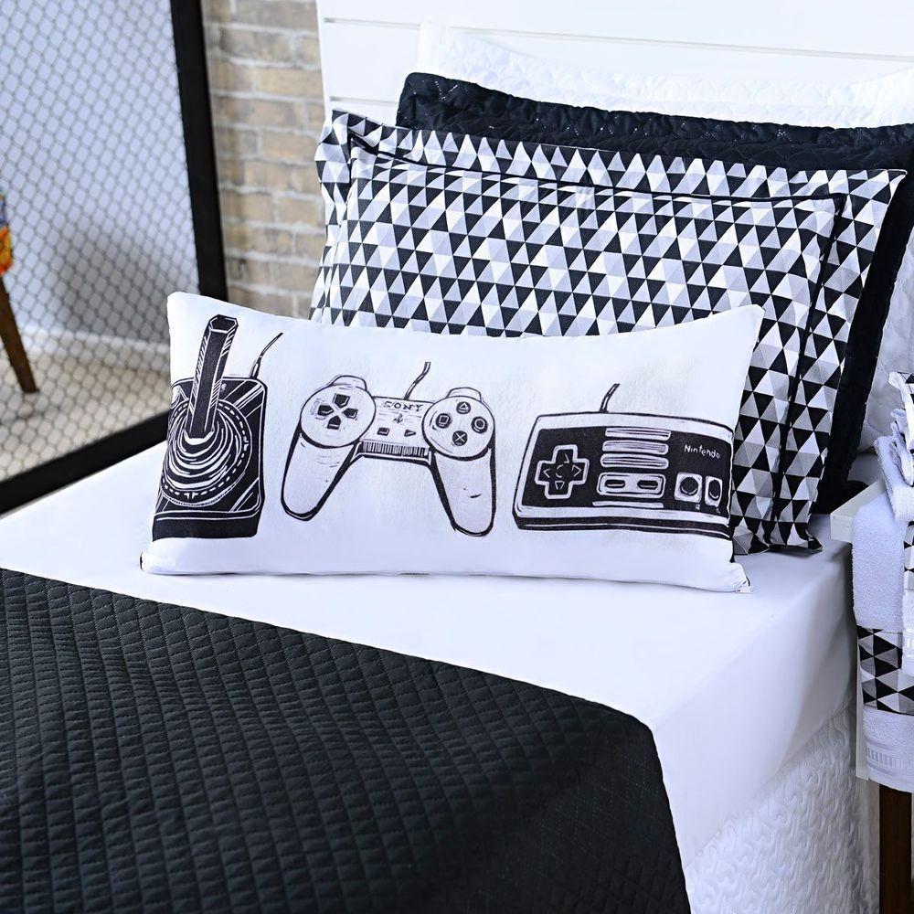 Cobre Leito Game Retrô Dupla Face com Almofada Solteiro 4pçs - 5