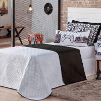 Cobre Leito Game Retrô Dupla Face com Almofada Solteiro 4pçs