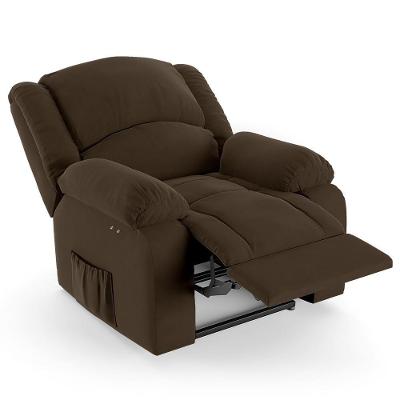 Poltrona Do Papai Reclinável Pietra Power Touch Massagem Fh9 Veludo Marrom - Mpozenato