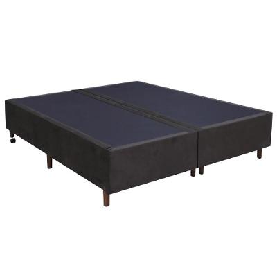 Base Para Cama Box Casal Queen Size Bipartido 158cm Suede Liso Tower Nw Marrom - Gazin