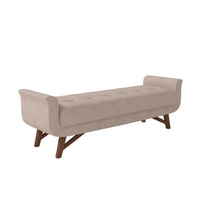 Puff Recamier Calçadeira 140cm Base Madeira Neville Z37 Linho Areia - Mpozenato