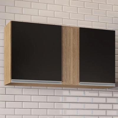 Armário Aéreo 100cm 2 Portas Indiana Castanho/preto - Lumil Móveis