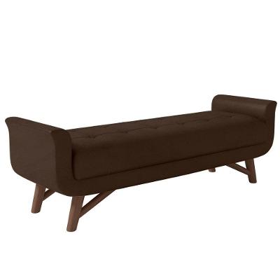 Puff Recamier Calçadeira 160cm Base Madeira Neville P02 Sintético Marrom - Mpozenato