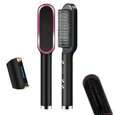 Escova Pente Alisadora Profissional 34W Cerâmica PTC Preto Bivolt