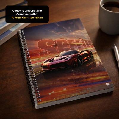Caderno Universitario Caderno Universitario 10 Materias 160 Folhas Espiral Preto