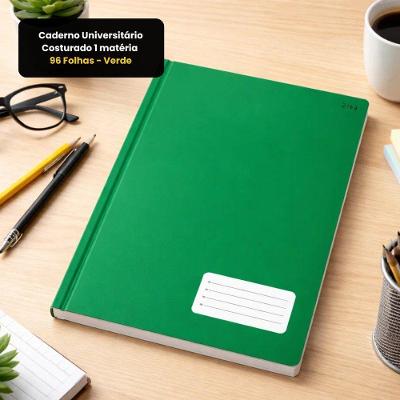 Caderno Universitario Costurado 1 Materia 96 Folhas 1 Verde