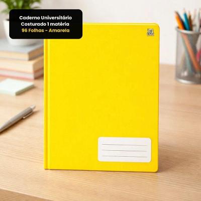 Caderno Universitario Costurado 1 Materia 96 Folhas Pautadas Espiral 360 Amarelo