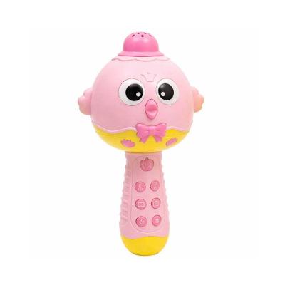 Microfone Musical Infantil Interativo com Luz e Som Rosa com Bluetooth Conta Historinha