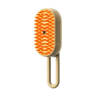 Kit 02 Escova à Vapor para Pets 3 em 1 Cães e Gatos ABS Bege com Laranja Recarregável