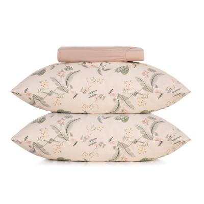 Jogo de Cama Casal Toque Acetinado Meadow 3 Peças 100% Poliéster Floral Verde Altenburg