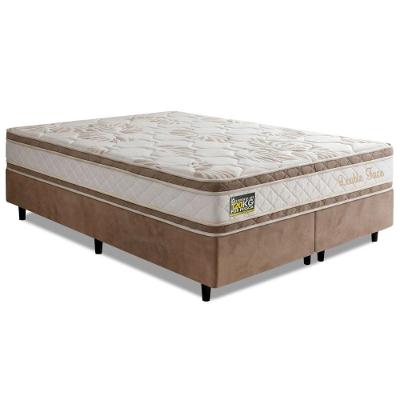 Cama Box Queen Molas Ensacadas D33 Double Face Tecido Malha Branco e Bege Hellen Estofados