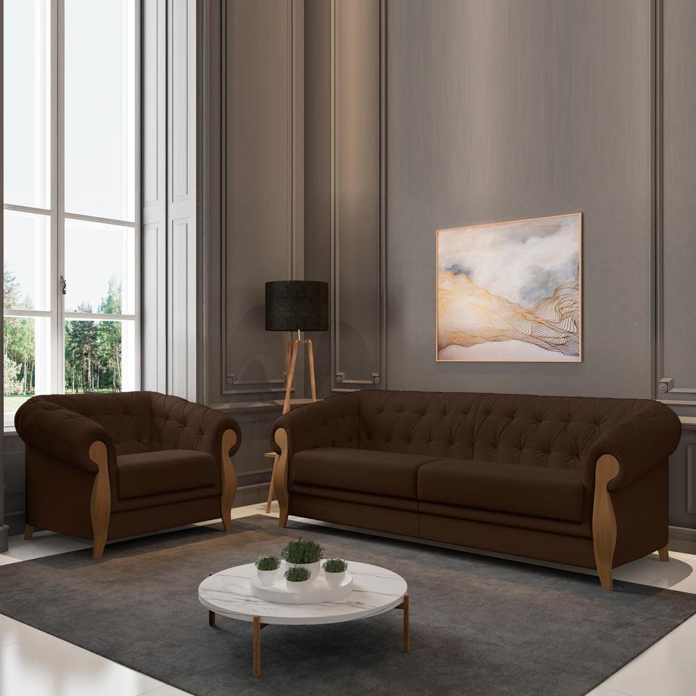 Kit Sofa E Poltrona Decorativa Murano Veludo Sl 942 Moll Sl 942 - 3