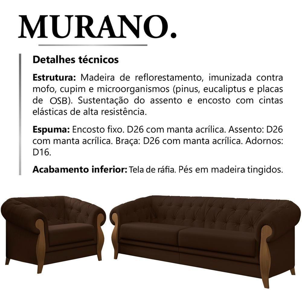 Kit Sofa E Poltrona Decorativa Murano Veludo Sl 942 Moll Sl 942 - 5
