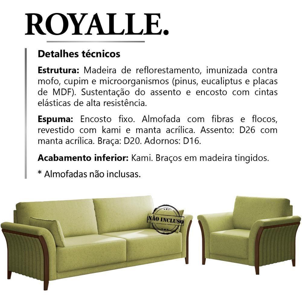 Kit Sofa 162 Cm E Poltrona Decorativa Royalle Linho Tce 1027 Moll Tce 1027 - 6