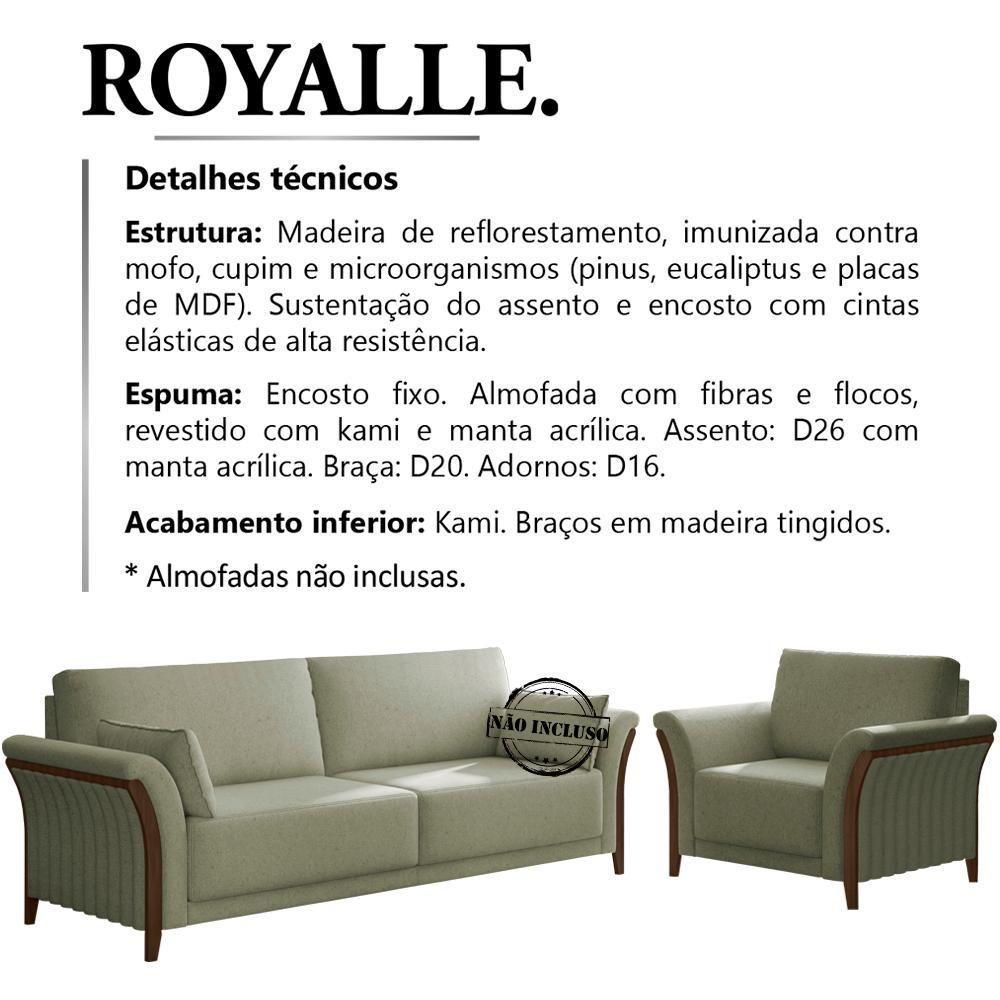 Kit Sofa 162 Cm E Poltrona Decorativa Royalle Linho Tce 1026 Moll Tce 1026 - 7
