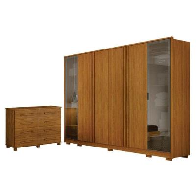 Guarda Roupa Casal Prime 6 Portas Com Cômoda San Marino 8 Gavetas Cinamomo - Leifer