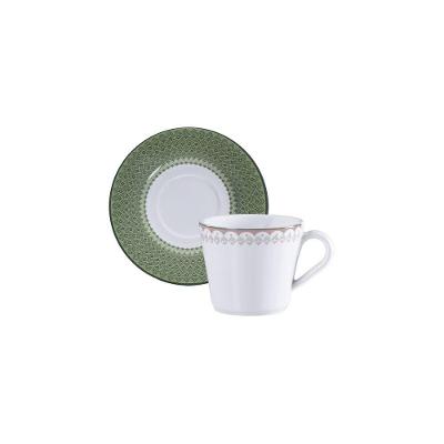 Conjunto Xícara e Pires de Chá Zenith em Porcelana Decorada 185ml Tramontina