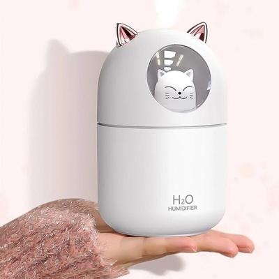 Umidificador Aromatizador Difusor Infantil Gatinho 300ML Luz RGB Branco e Rosa USB