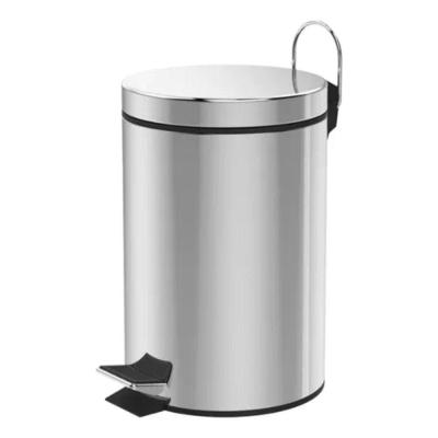 Lixeira Inox Redonda Multiuso 5L Aço Inox Abertura Basculante com Balde Interno Inox