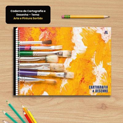 Caderno de Cartografia e Desenho Arte e Pintura 60 Folhas Tema