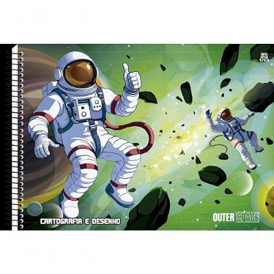 Caderno de Cartografia e Desenho Outer Space Tema Espacial 60 Folhas