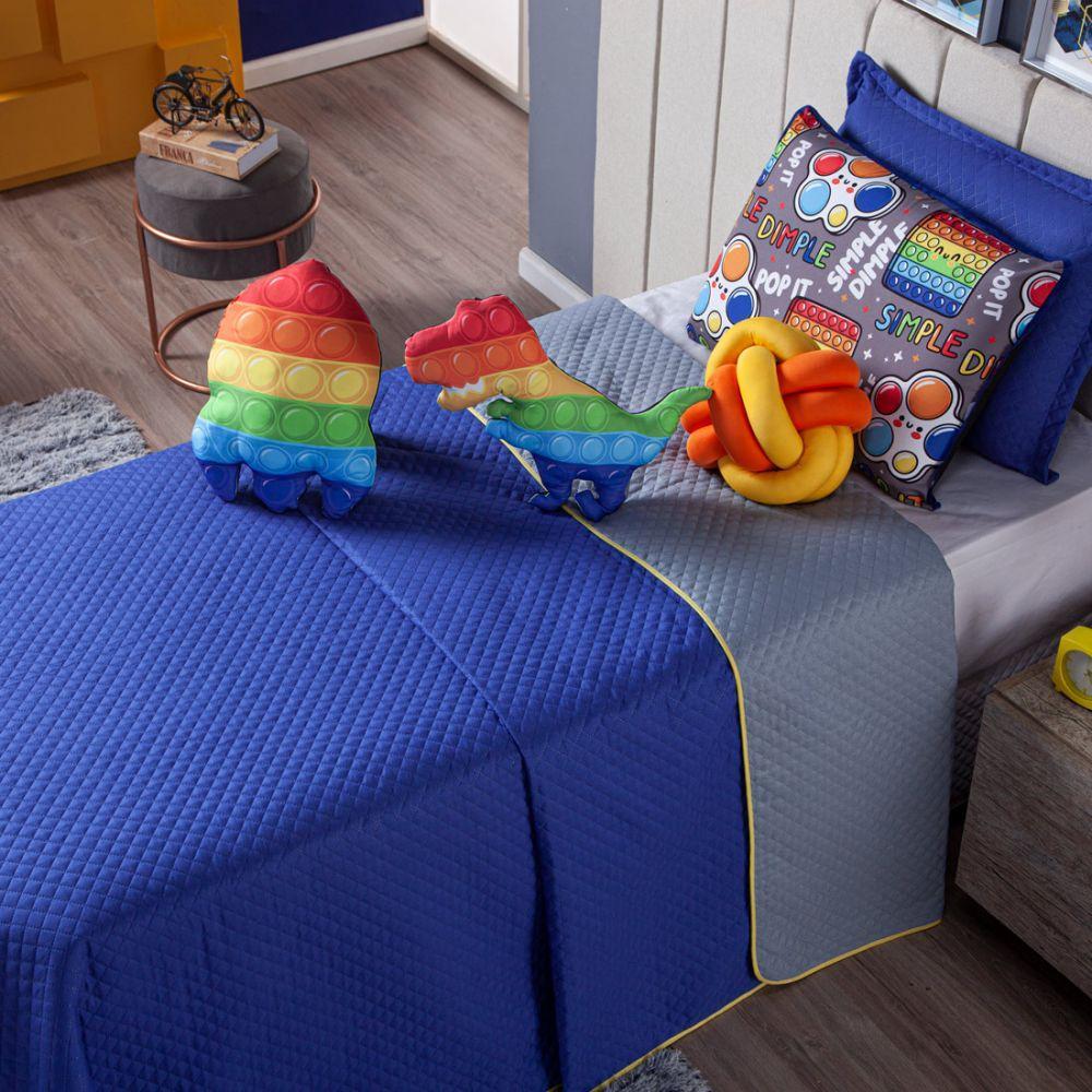 Cobre Leito Pop It Azul Dupla Face Almofadas Solteiro 6 Peça - 2