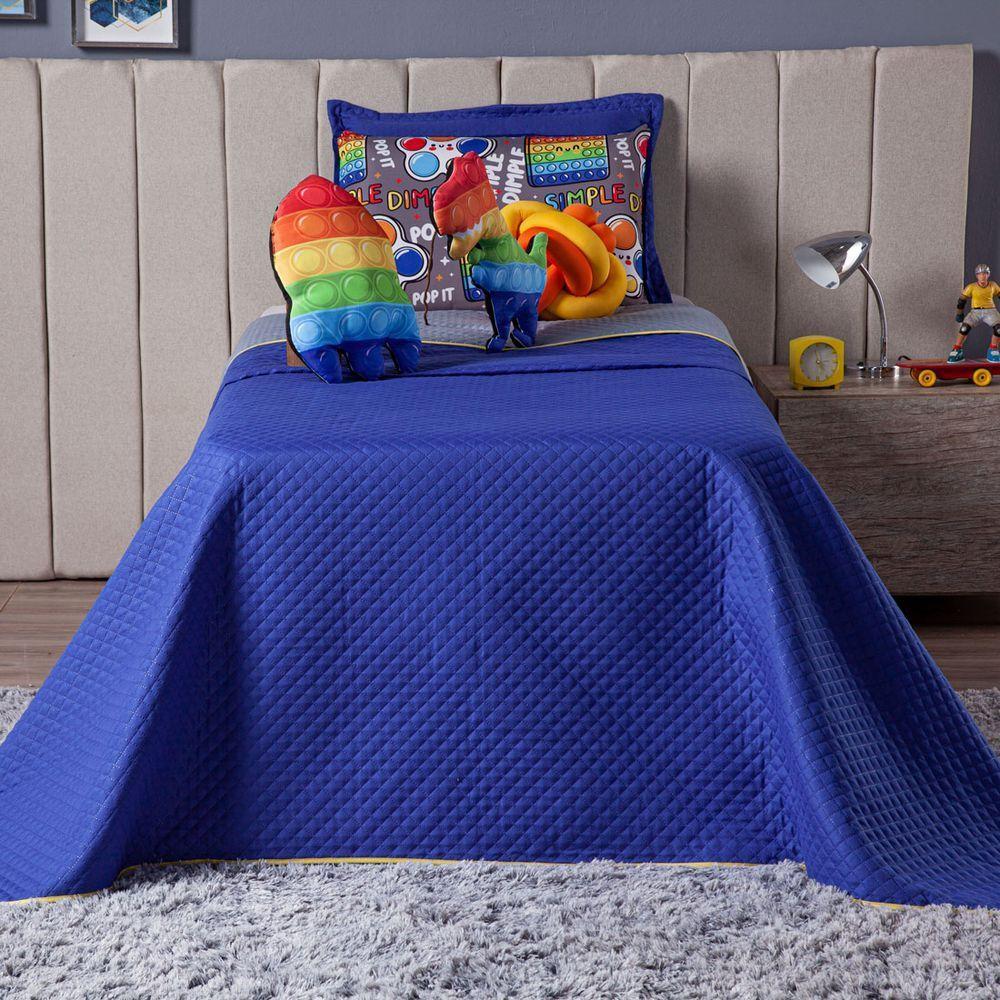 Cobre Leito Pop It Azul Dupla Face Almofadas Solteiro 6 Peça - 9