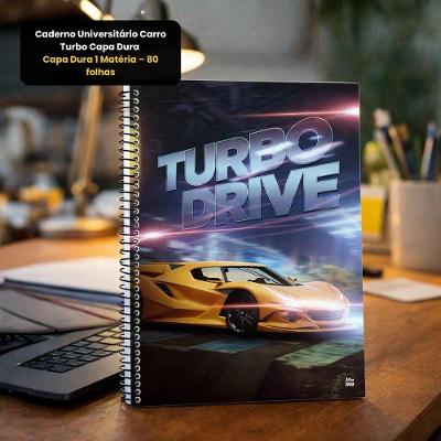 Caderno Universitario Carro Turbo 1 Materia 80 Folhas Espiral Azul