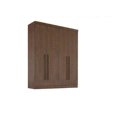 Guarda Roupa Casal da Vinci Plus 4 Portas de Bater 3 Gavetas MDF Castanho D'Doro Móveis 185CM