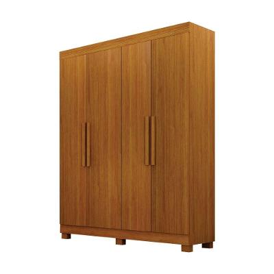 Guarda Roupa Solteiro Canadá 4 Portas de Bater 2 Gavetas MDF Amadeirado Leifer Móveis 142CM