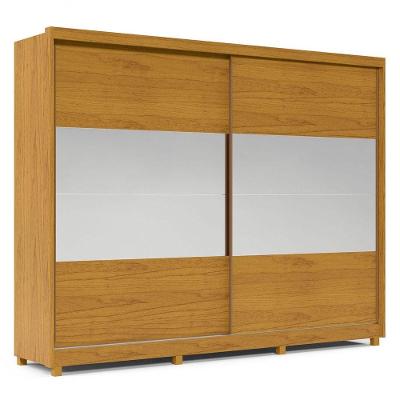 Guarda Roupa Casal Apolo Naturale 2 Portas de Bater 7 Gavetas MDF-MDP com Espelho Amadeirado Gelius