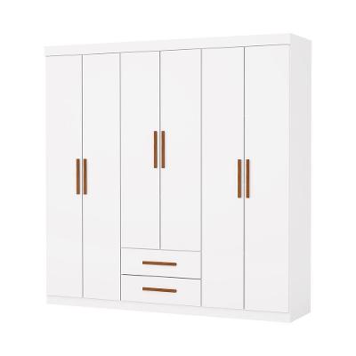 Guarda Roupa Casal Aries 6 Portas Bater 2 Gavetas MDP Amadeirado Carioca Móveis 153CM