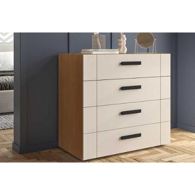 Cômoda Lisboa 4 Gavetas MDF-MDP Puxador em Plástico Creme Politorno Móveis