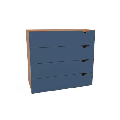 Cômoda Porto 4 Gavetas MDF-MDP Puxador MDF Freijo Azul 90CM Politorno Móveis