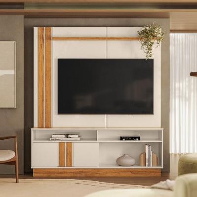 Conjunto Painel e Rack Home Suspenso para Tvs Até 70 Polegadas 160CM MDP com LED Off White Mais